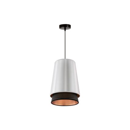 Duolla - Candeeiro suspenso BELL SHINY 1xE27/15W/230V diâmetro 25 cm prateado/preto
