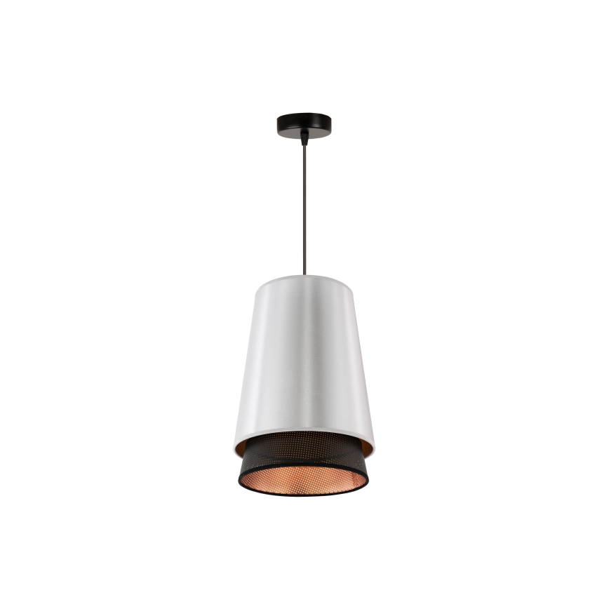 Duolla - Candeeiro suspenso BELL SHINY 1xE27/15W/230V diâmetro 25 cm prateado/preto