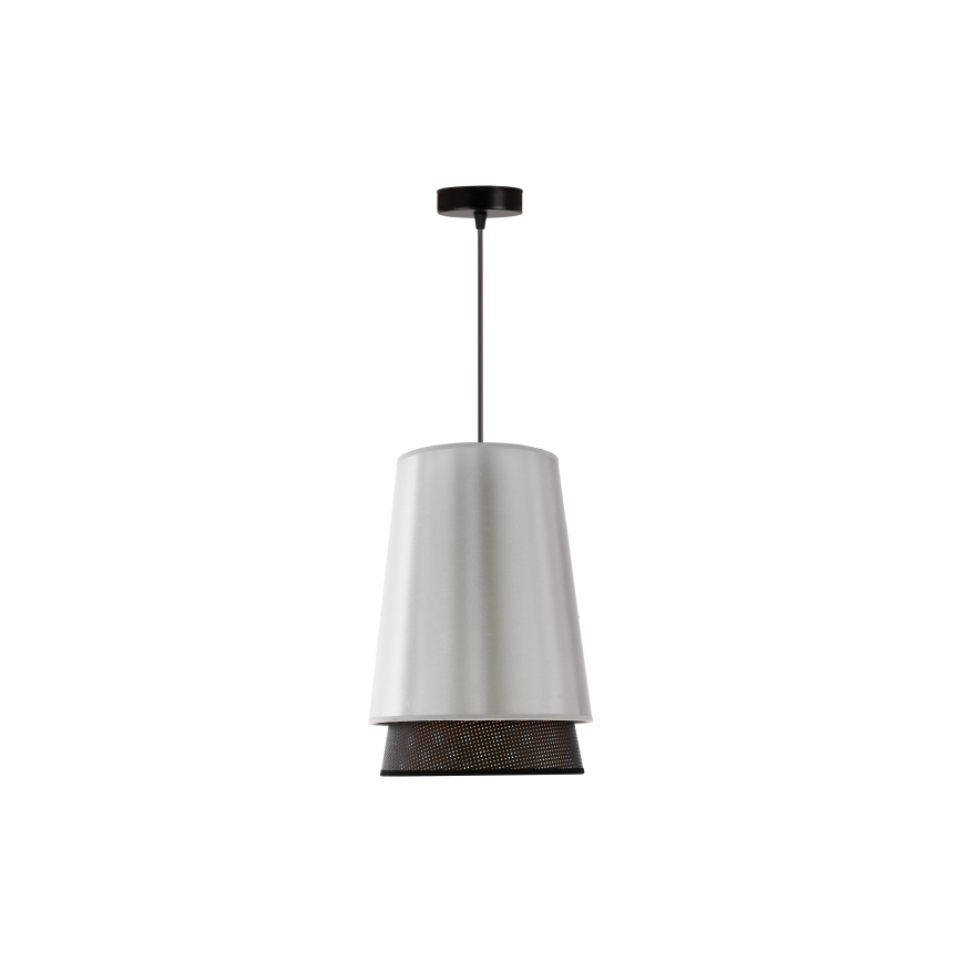 Duolla - Candeeiro suspenso BELL SHINY 1xE27/15W/230V diâmetro 25 cm prateado/preto
