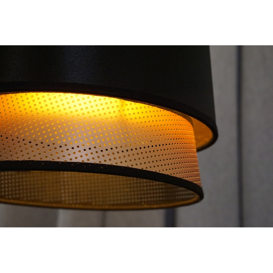 Duolla - Candeeiro suspenso BELL SHINY 1xE27/15W/230V diâmetro 25 cm preto/cobre