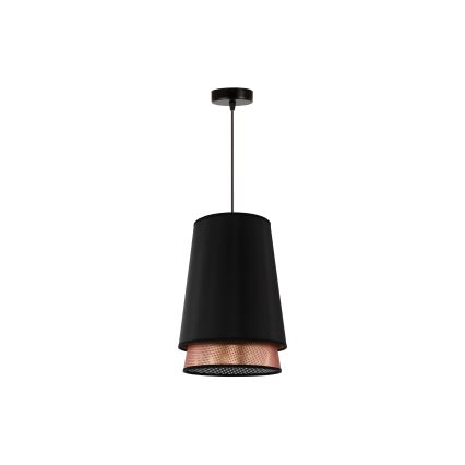 Duolla - Candeeiro suspenso BELL SHINY 1xE27/15W/230V diâmetro 25 cm preto/cobre