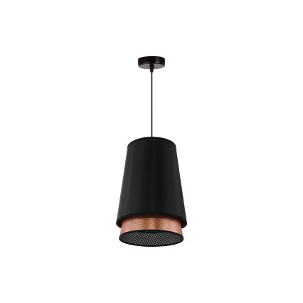 Duolla - Candeeiro suspenso BELL SHINY 1xE27/15W/230V diâmetro 25 cm preto/cobre