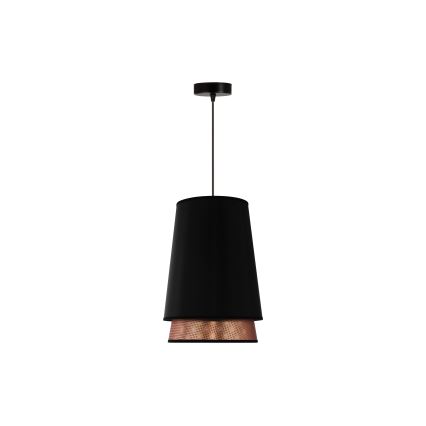 Duolla - Candeeiro suspenso BELL SHINY 1xE27/15W/230V diâmetro 25 cm preto/cobre