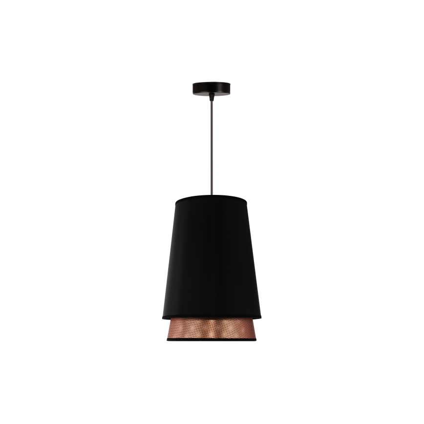 Duolla - Candeeiro suspenso BELL SHINY 1xE27/15W/230V diâmetro 25 cm preto/cobre