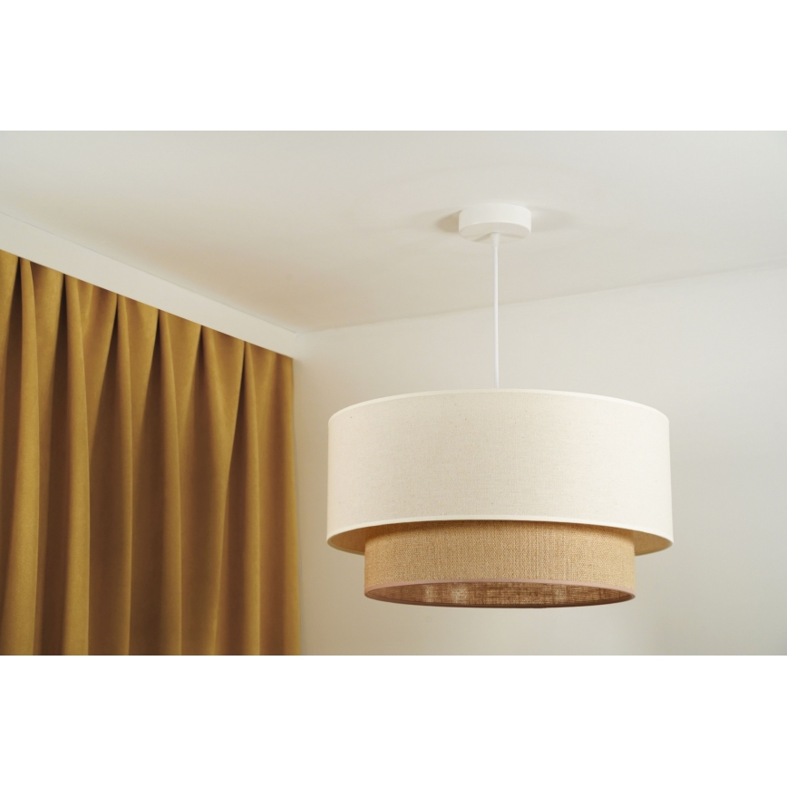 Duolla - Candeeiro suspenso BOHO 1xE27/15W/230V bege/castanho