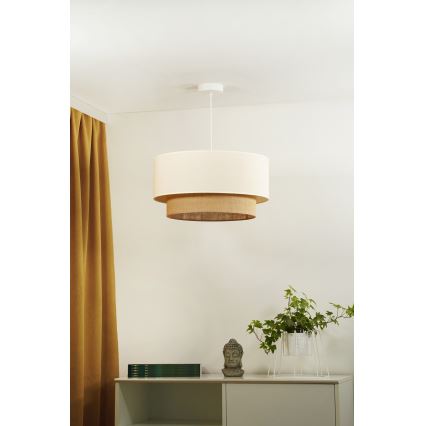 Duolla - Candeeiro suspenso BOHO 1xE27/15W/230V bege/castanho
