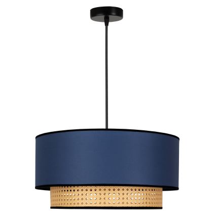 Duolla - Candeeiro suspenso BOHO 1xE27/15W/230V diâmetro 45 cm azul/vime