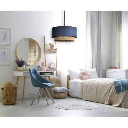 Duolla - Candeeiro suspenso BOHO 1xE27/15W/230V diâmetro 45 cm azul/vime