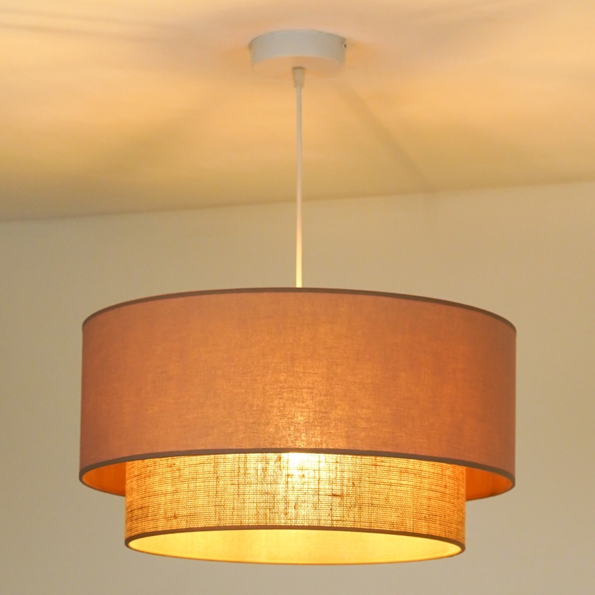 Duolla - Candeeiro suspenso BOHO 1xE27/15W/230V diâmetro 45 cm bege/castanho