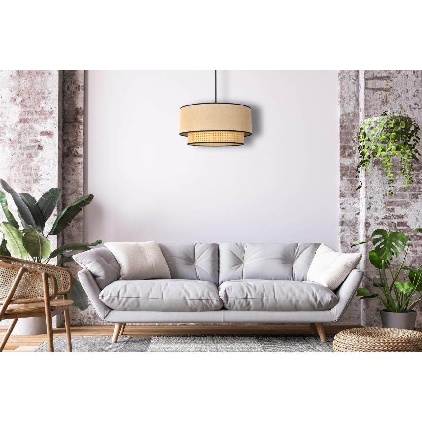Duolla - Candeeiro suspenso BOHO 1xE27/15W/230V diâmetro 45 cm bege/vime