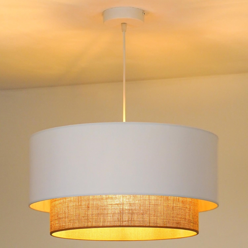 Duolla - Candeeiro suspenso BOHO 1xE27/15W/230V diâmetro 45 cm branco/castanho