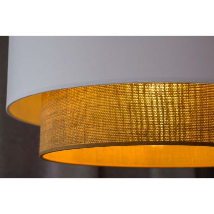 Duolla - Candeeiro suspenso BOHO 1xE27/15W/230V diâmetro 45 cm branco/castanho