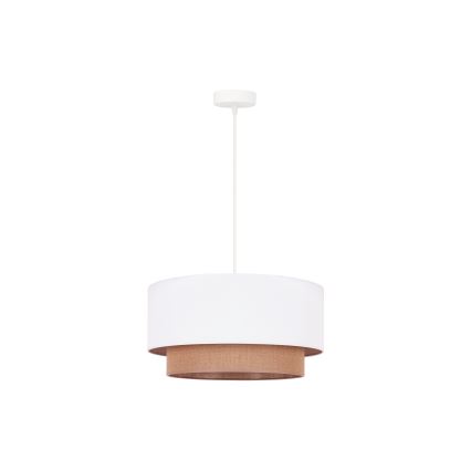 Duolla - Candeeiro suspenso BOHO 1xE27/15W/230V diâmetro 45 cm branco/castanho