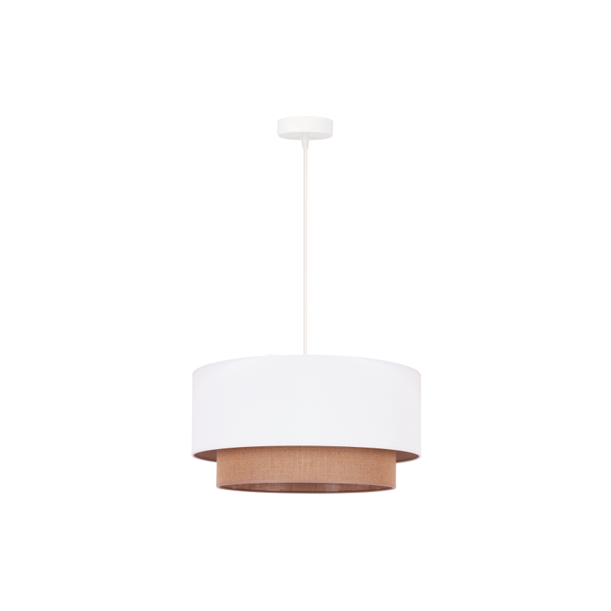 Duolla - Candeeiro suspenso BOHO 1xE27/15W/230V diâmetro 45 cm branco/castanho