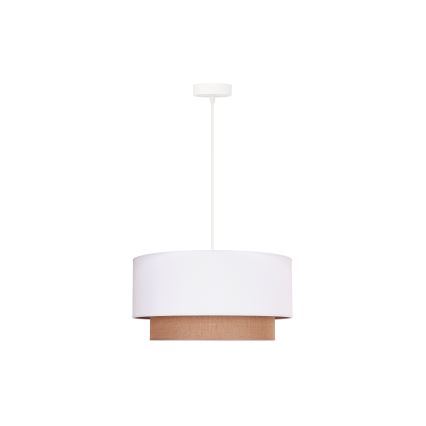 Duolla - Candeeiro suspenso BOHO 1xE27/15W/230V diâmetro 45 cm branco/castanho