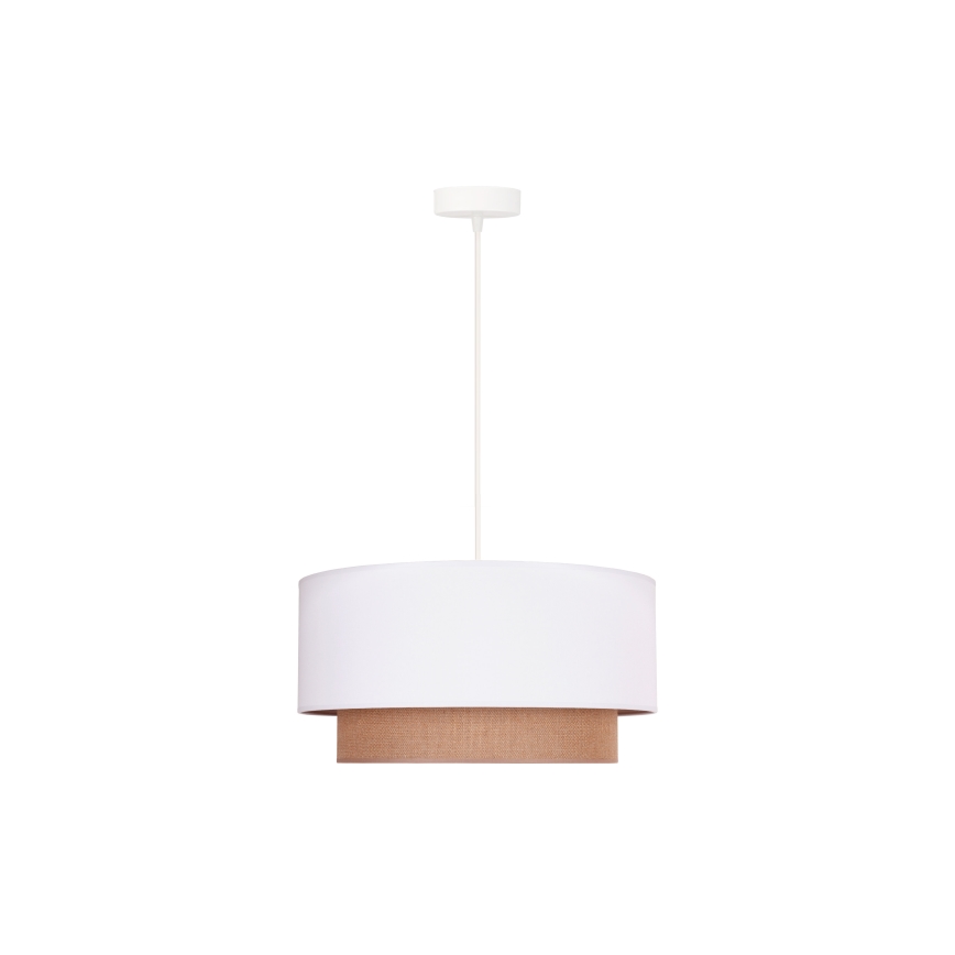 Duolla - Candeeiro suspenso BOHO 1xE27/15W/230V diâmetro 45 cm branco/castanho