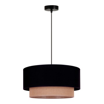 Duolla - Candeeiro suspenso BOHO 1xE27/15W/230V diâmetro 45 cm preto/castanho