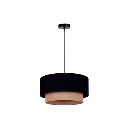 Duolla - Candeeiro suspenso BOHO 1xE27/15W/230V diâmetro 45 cm preto/castanho