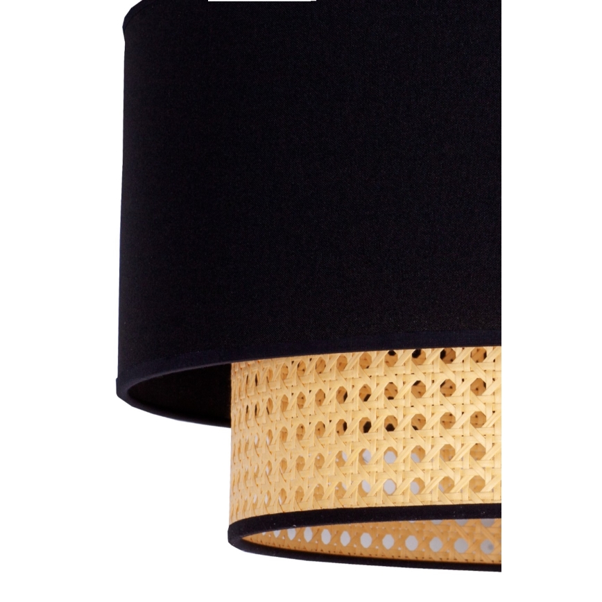 Duolla - Candeeiro suspenso BOHO 1xE27/15W/230V diâmetro 45 cm preto/vime