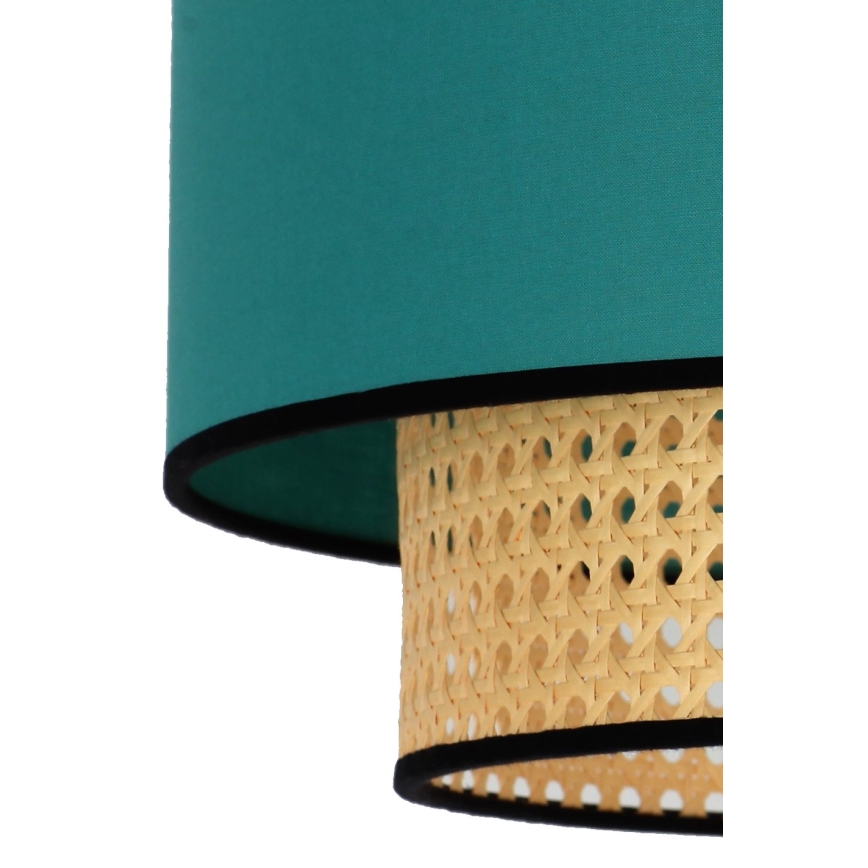 Duolla - Candeeiro suspenso BOHO 1xE27/15W/230V diâmetro 45 cm turquesa/vime