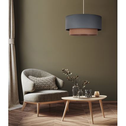 Duolla - Candeeiro suspenso BOHO 1xE27/15W/230V diâmetro 45 cm verde/castanho