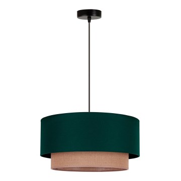 Duolla - Candeeiro suspenso BOHO 1xE27/15W/230V diâmetro 45 cm verde/castanho