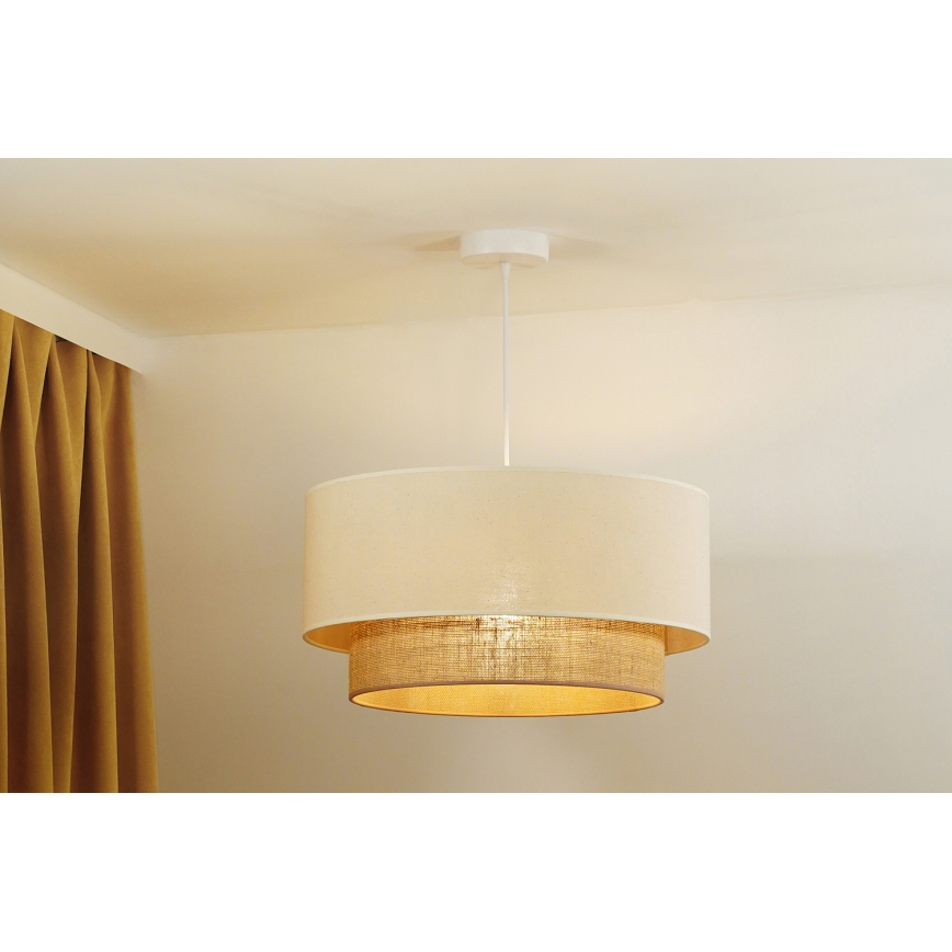 Duolla - Candeeiro suspenso BOHO 1xE27/40W/230V diâmetro 45 cm creme/castanho