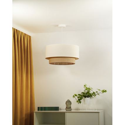 Duolla - Candeeiro suspenso BOHO 1xE27/40W/230V diâmetro 45 cm creme/castanho