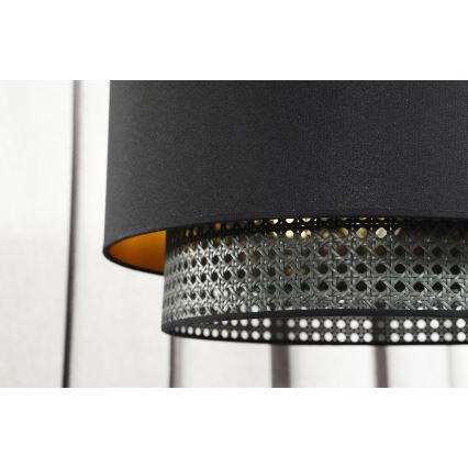 Duolla - Candeeiro suspenso BOHO RATTAN 1xE27/15W/230V diâmetro 45 cm preto