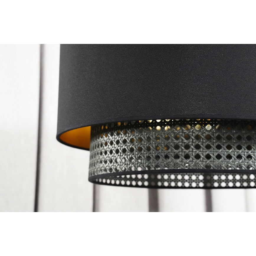 Duolla - Candeeiro suspenso BOHO RATTAN 1xE27/15W/230V diâmetro 45 cm preto