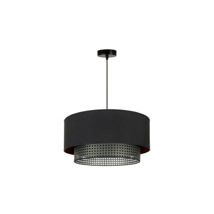 Duolla - Candeeiro suspenso BOHO RATTAN 1xE27/15W/230V diâmetro 45 cm preto