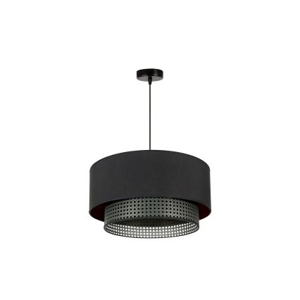 Duolla - Candeeiro suspenso BOHO RATTAN 1xE27/15W/230V diâmetro 45 cm preto