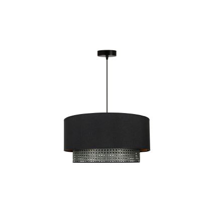 Duolla - Candeeiro suspenso BOHO RATTAN 1xE27/15W/230V diâmetro 45 cm preto