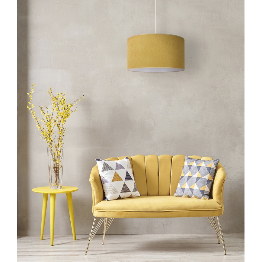 Duolla - Candeeiro suspenso BRISTOL 1xE27/15W/230V diâmetro 45 cm amarelo/branco