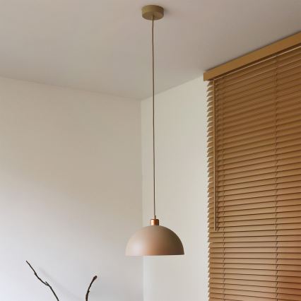 Duolla - Candeeiro suspenso com cabo IRONLINE 1xE27/15W/230V Ø 27 cm bege/cobre