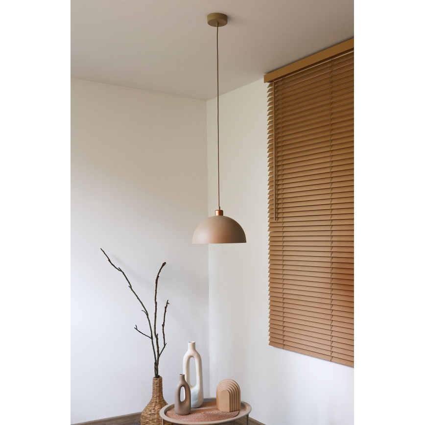 Duolla - Candeeiro suspenso com cabo IRONLINE 1xE27/15W/230V Ø 27 cm bege/cobre