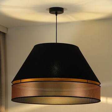 Duolla - Candeeiro suspenso COPPER SHINY 1xE27/15W/230V diâmetro 60 cm preto/cobre