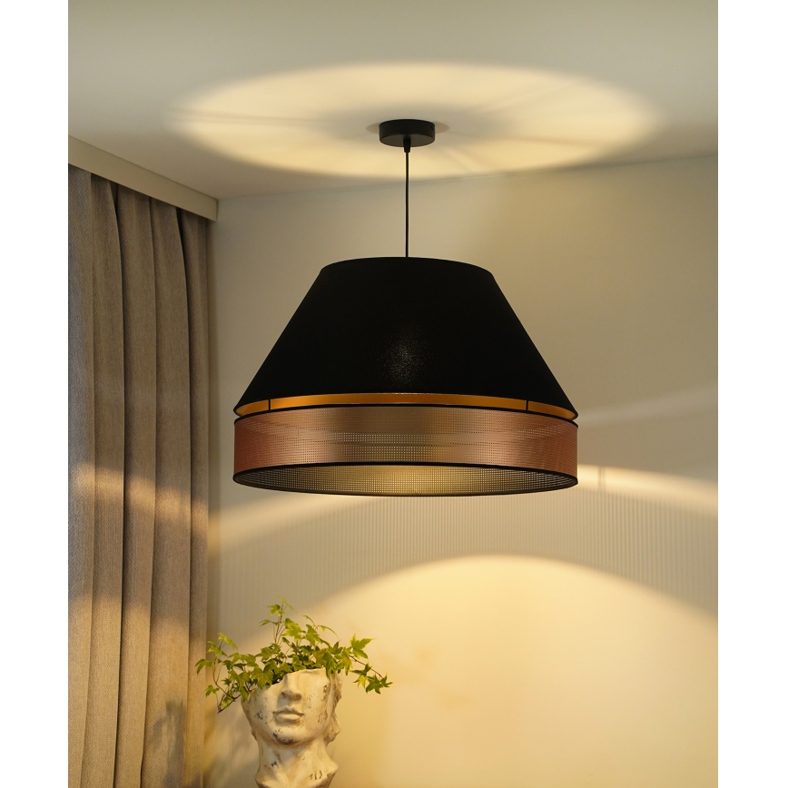 Duolla - Candeeiro suspenso COPPER SHINY 1xE27/15W/230V diâmetro 60 cm preto/cobre