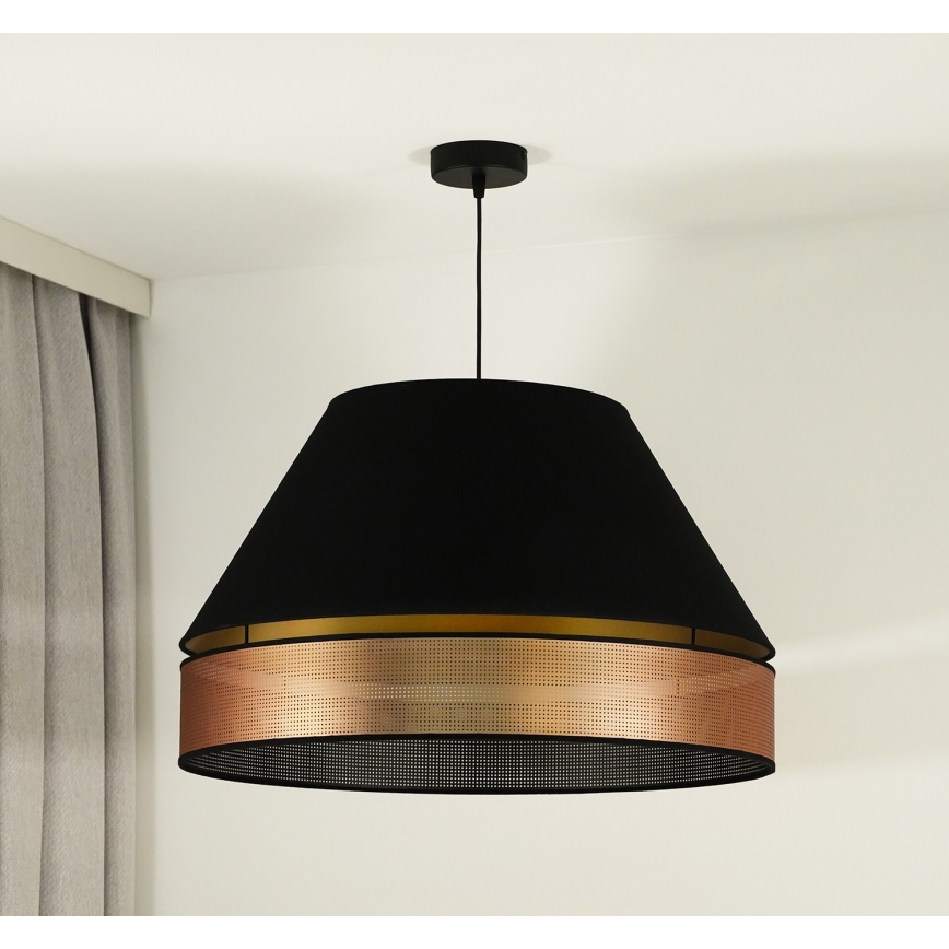 Duolla - Candeeiro suspenso COPPER SHINY 1xE27/15W/230V diâmetro 60 cm preto/cobre