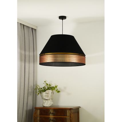 Duolla - Candeeiro suspenso COPPER SHINY 1xE27/15W/230V diâmetro 60 cm preto/cobre