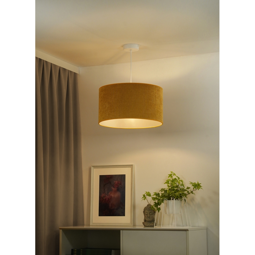 Duolla - Candeeiro suspenso CORDUROY 1xE27/15W/230V diâmetro 40 cm amarelo