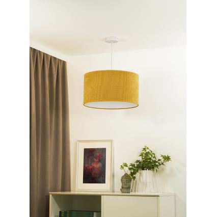 Duolla - Candeeiro suspenso CORDUROY 1xE27/15W/230V diâmetro 40 cm amarelo