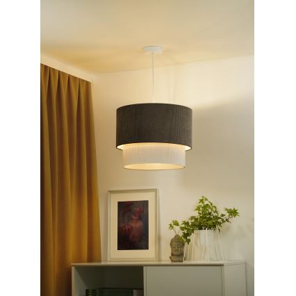 Duolla - Candeeiro suspenso CORDUROY 1xE27/15W/230V diâmetro 40 cm castanho/creme