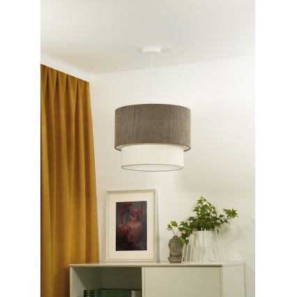 Duolla - Candeeiro suspenso CORDUROY 1xE27/15W/230V diâmetro 40 cm castanho/creme