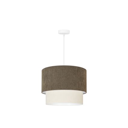 Duolla - Candeeiro suspenso CORDUROY 1xE27/15W/230V diâmetro 40 cm castanho/creme