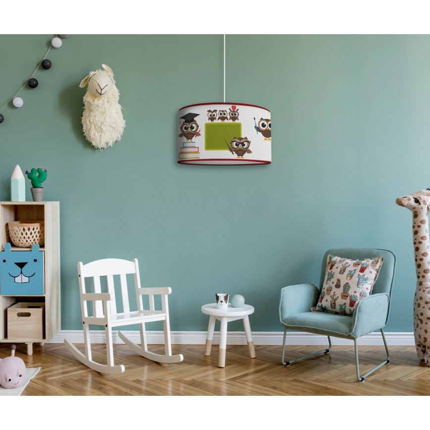 Duolla - Candeeiro suspenso de criança OWLS MULTI 1xE27/15W/230V diâmetro 35 cm