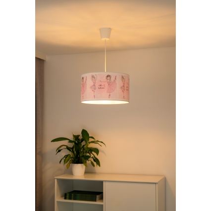Duolla - Candeeiro suspenso de criança PRINT M 1xE27/40W/230V diâmetro 35 cm bailarinas