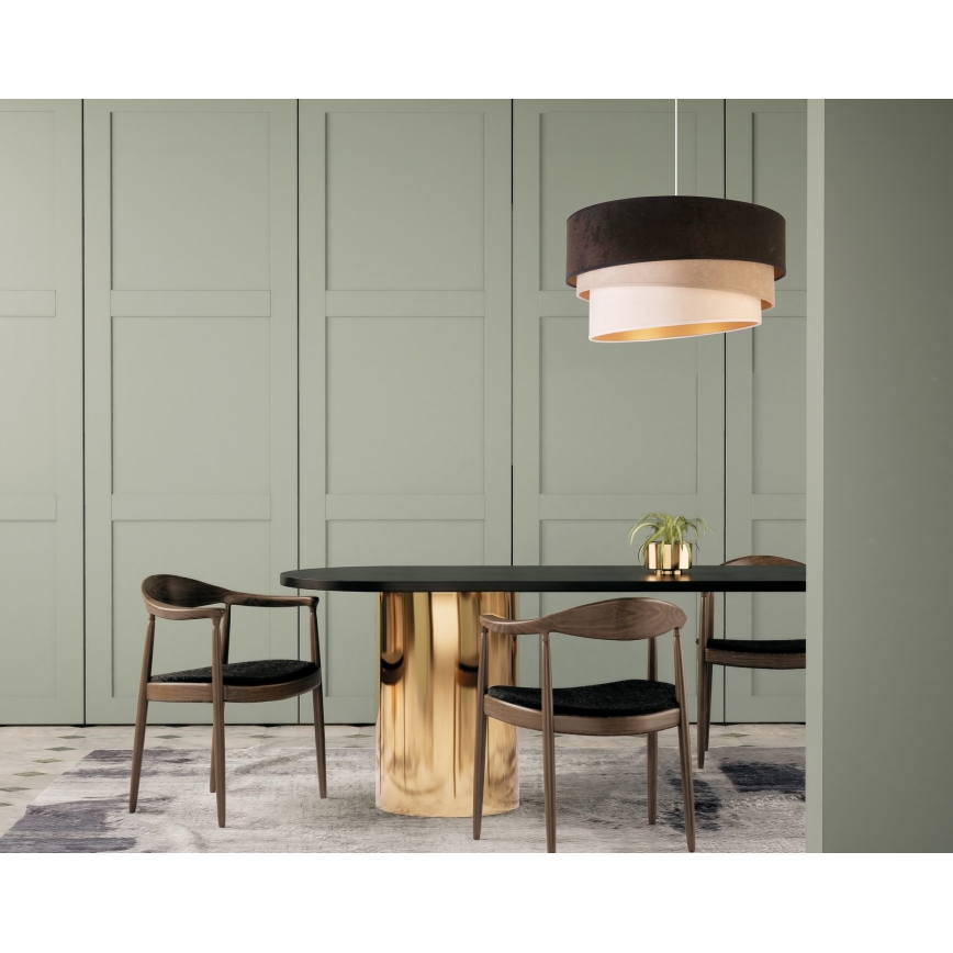 Duolla - Candeeiro suspenso DEVON 1xE27/40W/230V diâmetro 45 cm preto/bege