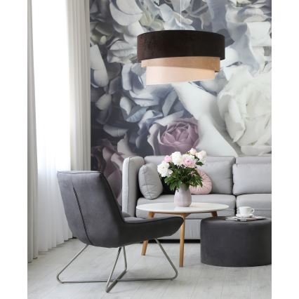 Duolla - Candeeiro suspenso DEVON 1xE27/40W/230V diâmetro 45 cm preto/bege