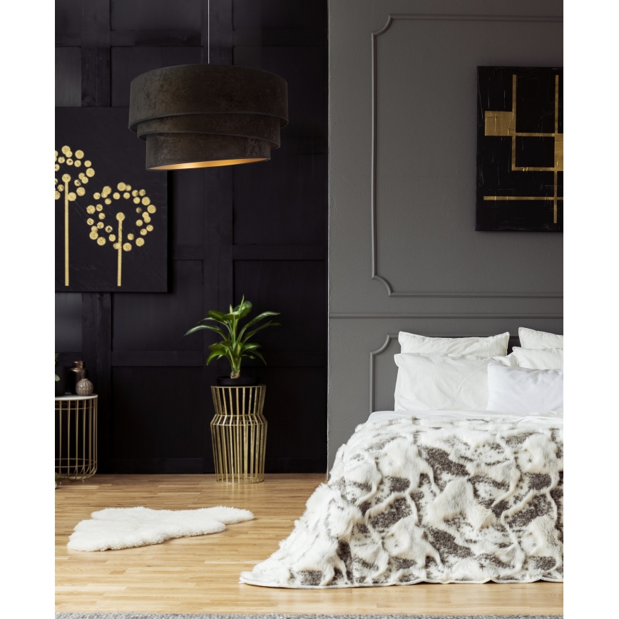 Duolla - Candeeiro suspenso DEVON 1xE27/40W/230V diâmetro 45 cm preto/dourado